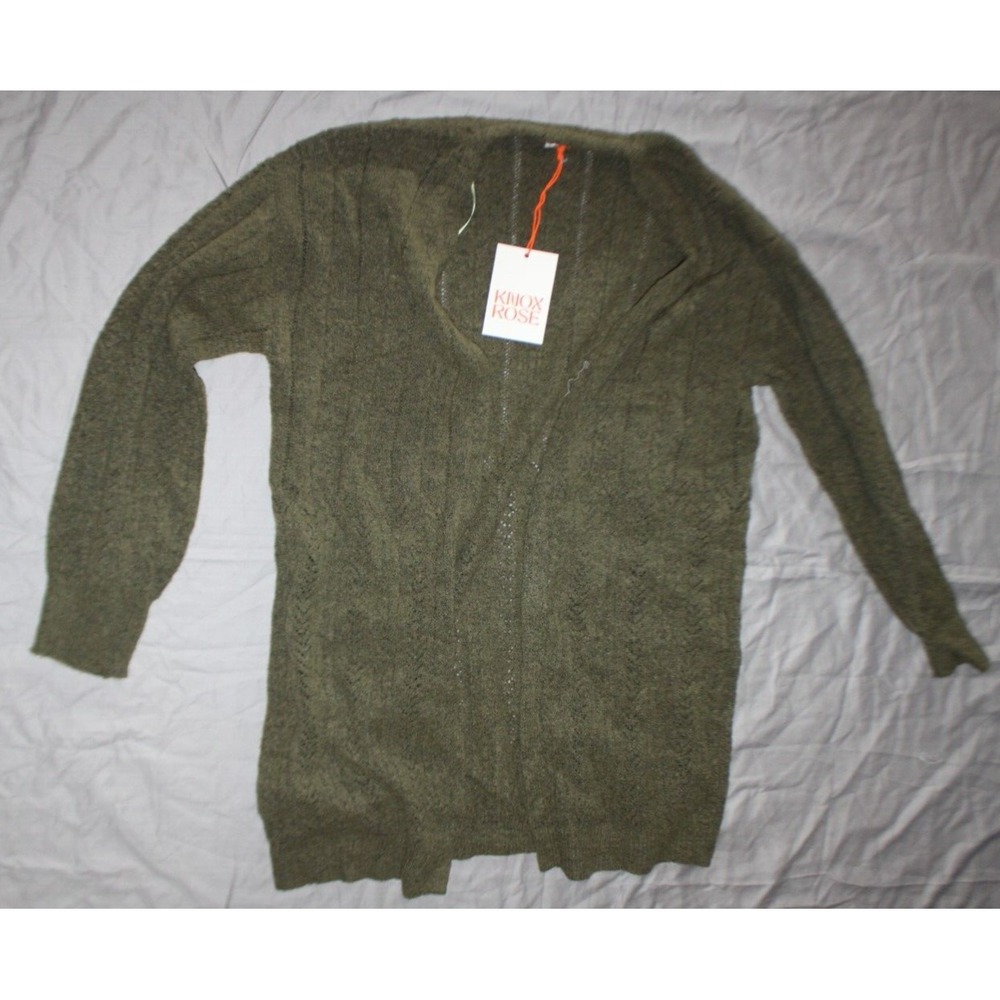 Women's Cable Pointelle Cardigan - Knox Rose Heather Green size XS